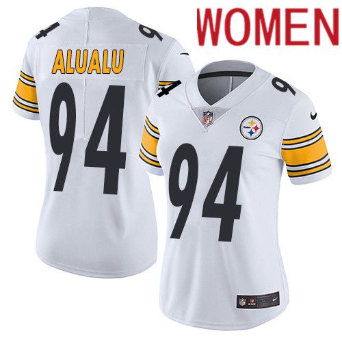 Women Pittsburgh Steelers #94 Tyson Alualu Nike White Vapor Limited NFL Jersey->women nfl jersey->Women Jersey